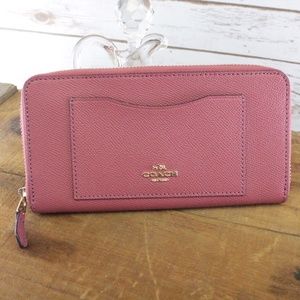 Coach Rouge Leather Accordion Zip Around Wallet